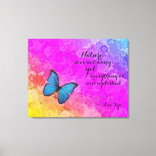 Daisies Rainbow Kleuren Blu Butterfly Lao Tzu Quot Canvas Afdruk (Voorkant)
