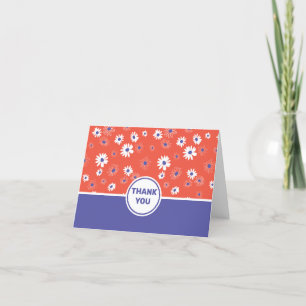 Daisies Red White Blue Flower Pattern Bedankkaart