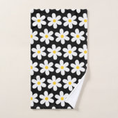 Daisies Retro Floral Pattern White Black Bad Handdoek (Handdoek)