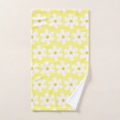 Daisies Retro Floral Pattern White Gellow Bad Handdoek (Handdoek)