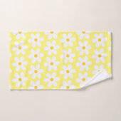 Daisies Retro Floral Pattern White Gellow Bad Handdoek (Handdoek)