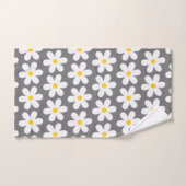 Daisies Retro Floral Pattern White Grey Bad Handdoek (Handdoek)