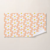 Daisies Retro Floral Pattern White Peach Bad Handdoek (Handdoek)