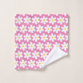 Daisies Retro Floral Pattern White Roze Bad Handdoek (Wasdoekje)