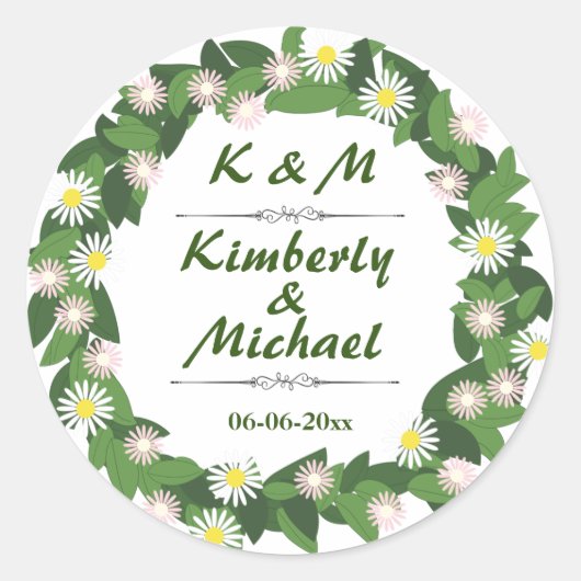Daisies Ronde Sticker (Voorkant)
