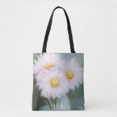 "Daisies" roze florale canvas tas (Voorkant)