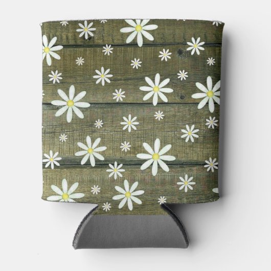 Daisies Rustic Barn Board Daisy Flower Blikjeskoeler (Voorkant)