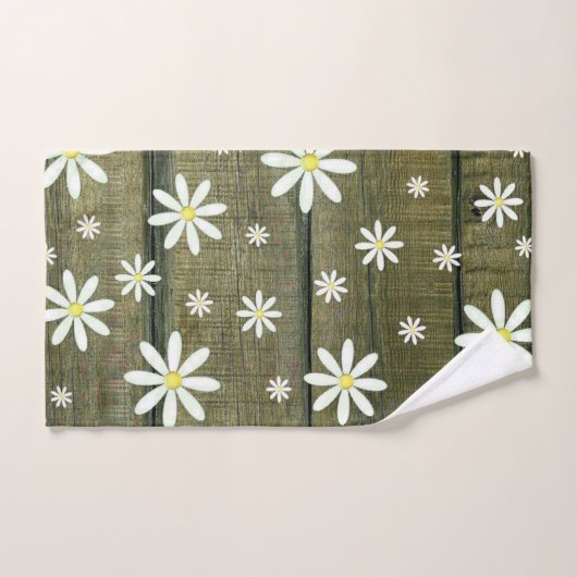 Daisies Rustic Barn Board Daisy Flower Handdoek (Handdoek)
