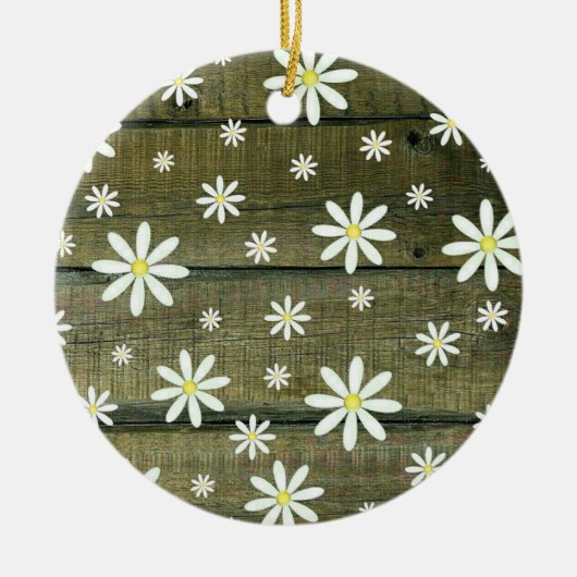 Daisies Rustic Barn Board Daisy Flower Keramisch Ornament (Voorkant)