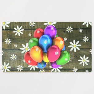 Daisies Rustic Barn Board Party ballonnen Labels