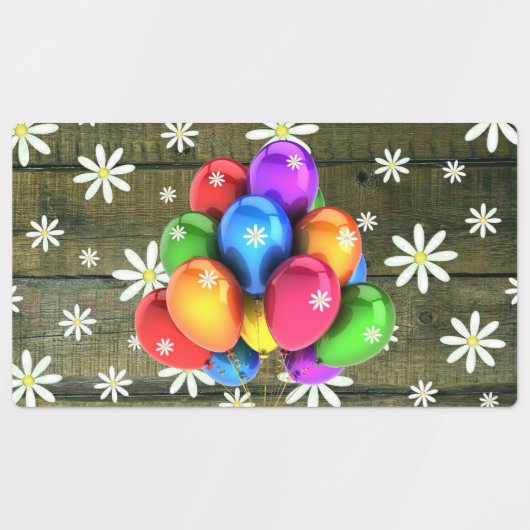 Daisies Rustic Barn Board Party ballonnen Labels (Design 1)