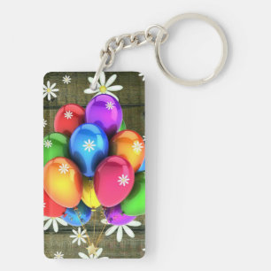 Daisies Rustic Barn Board Party ballonnen Sleutelhanger