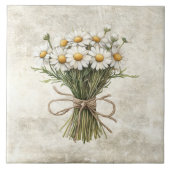 Daisies Rustic Floral Faux Ceramic Tile Tegeltje (Voorkant)