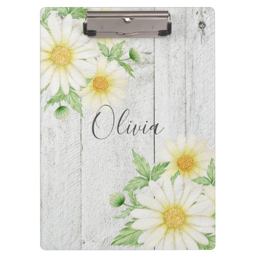 Daisies Rustic Wood - Aangepast Klembord (Voorkant)