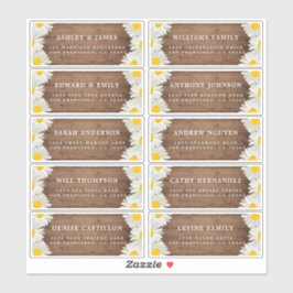  Daisies Rustic Wood Guest Adresetiketten Sticker
