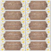 Daisies Rustieke Houten Bruiloft Gast Adresetikett Sticker (Voorkant)