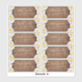 Daisies Rustieke Houten Bruiloft Gast Adresetikett Sticker (Vel)