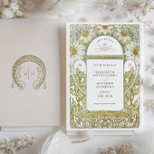 Daisies Save the Date  Art Nouveau Mucha Kaart