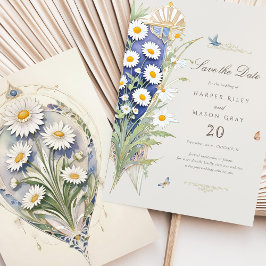 Daisies Save the Date Gouden Elegantie Kaart