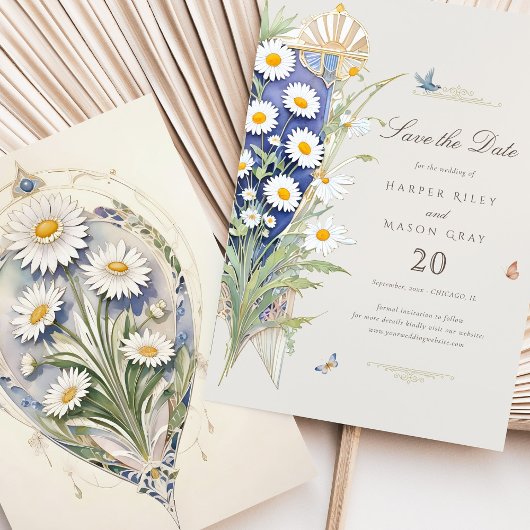 Daisies Save the Date Gouden Elegantie Kaart