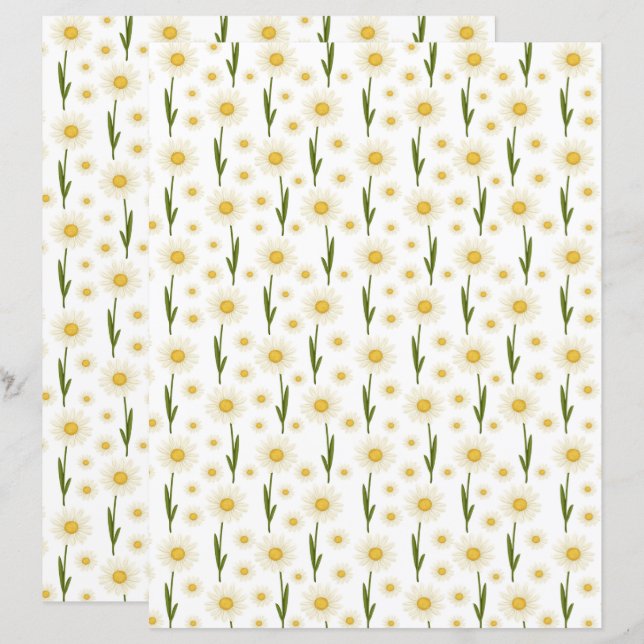 Daisies Scrapbook Paper (Voorkant / Achterkant)