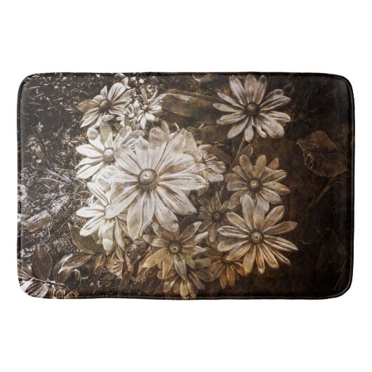 Daisies, Sepia, Grunge Badmat (Voorkant)