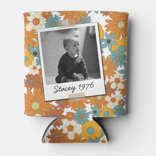 Daisies Seventies 70's Retro 50th Birthday Photo Blikjeskoeler (Voorkant)