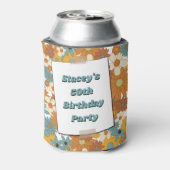 Daisies Seventies 70's Retro 50th Birthday Photo Blikjeskoeler (Blikje Achterkant)