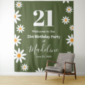 Daisies Spring floral Birthday Banner Backdrop Wandkleed (In situ)
