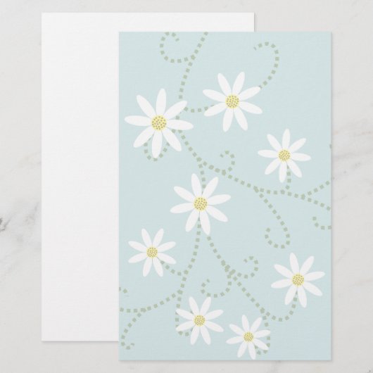 Daisies Stationery-Floral Briefpapier (Voorkant / Achterkant)