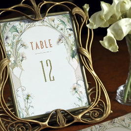 Daisies Table Numbers Art Nouveau Wedding Kaart