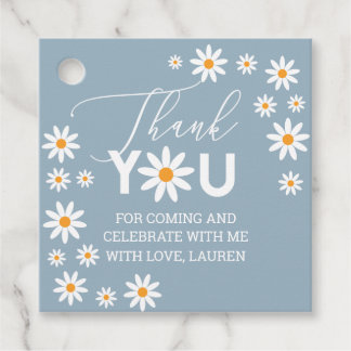 Daisies Thank you tags Dusty Blue Bedankjes Labels