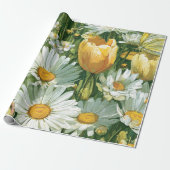 Daisies, Tulips & Butterflies illustrations Cadeaupapier (Uitgerold)