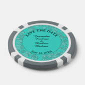Daisies Turquoise Bewaar de datum & Fotokaart Poker Chips (Enkel)