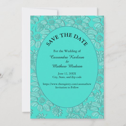 Daisies Turquoise Bewaar de datum & Fotokaart Save The Date (Voorkant)