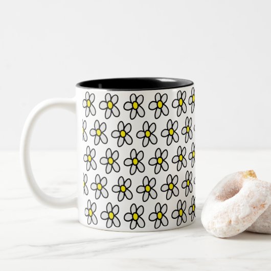 Daisies Tweekleurige Koffiemok (Met donut)