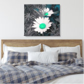 Daisies (w/Green) Wrapped Canvas Afdruk (Insitu (Slaapkamer))