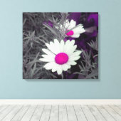 Daisies (w/Roze) Gewikkeld Canvas Afdruk (Insitu (Houten vloer))