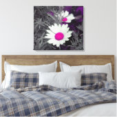 Daisies (w/Roze) Gewikkeld Canvas Afdruk (Insitu (Slaapkamer))