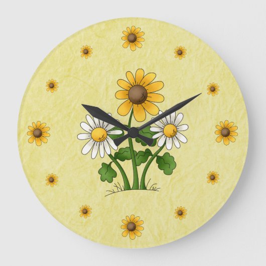 Daisies Wall Clock Grote Klok (Voorkant)