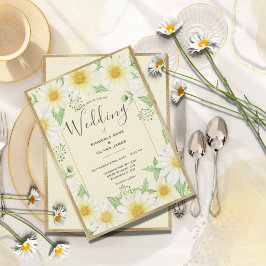 Daisies Waterverf Floral Modern Wedding Invitati Kaart