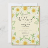 Daisies Waterverf Floral Modern Wedding Invitati Kaart (Voorkant)
