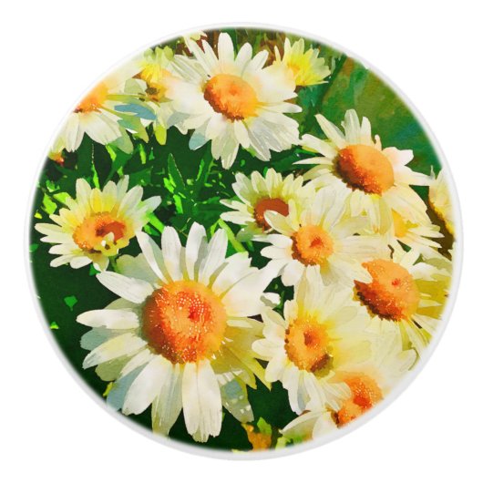 Daisies Waterverf Keramische Knop (Voorkant)