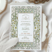  Daisies Wedding Art Nouveau door Mucha Invit Kaart