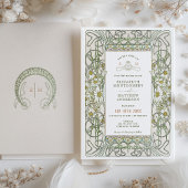  Daisies Wedding Art Nouveau door Mucha Invit Kaart