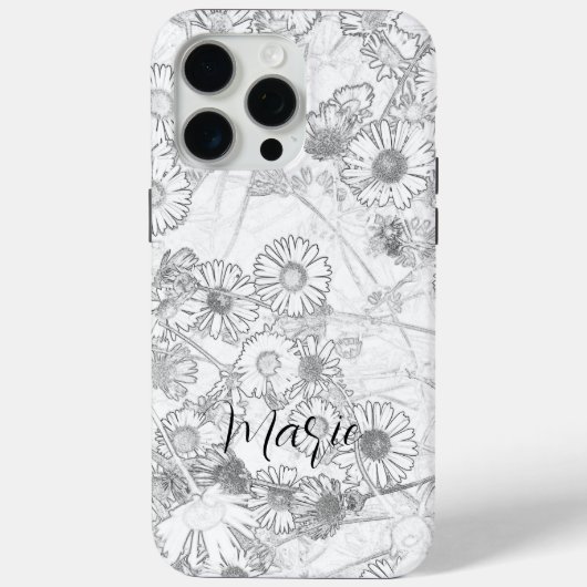 Daisies weide lichtgrijs patroon Case-Mate iPhone case (Achterkant)