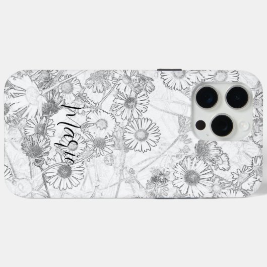 Daisies weide lichtgrijs patroon Case-Mate iPhone case (Achterkant (horizontaal))