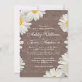  Daisies White Floral Rustic Linen Wedding Kaart (Voorkant)
