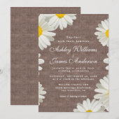  Daisies White Floral Rustic Linen Wedding Kaart (Voorkant / Achterkant)