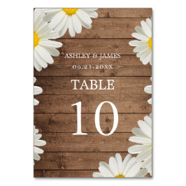  Daisies White Floral Rustic Wood Wedding Kaart